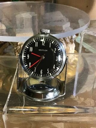 Westclox Pocket Watch Style Wind Up Clock Car Dashboard Magnet Swivel Vintage