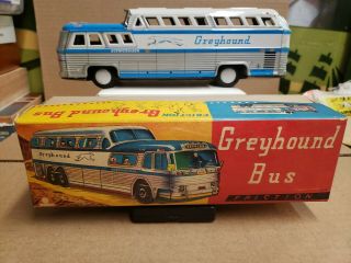 Vintage Tin Toy Friction Greyhound Bus Japan N.  O.  S.