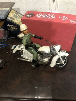Vintage Tin Toy Remote Control Police Vehicle Motorcycle Made In Japan