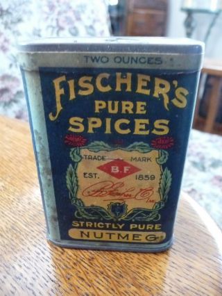 Vintage Advertising Fischers Nutmeg Spice Tin Lithograph Label
