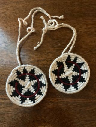 Vintage Navajo Wool Woven Wedding Basket Hair Ornaments Small,  1960’