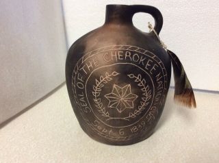 Native American Seal Of The Cherokee Nation Pottery Jug By S Fisher Rain Crow