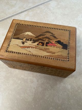 Vintage Odawara Japan Samurai Yosegi Handcrafted Wooden Puzzle Trick Secret Box