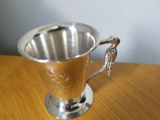 Cooper Ludlam Silver Plated On Copper Tankard Stork Handle