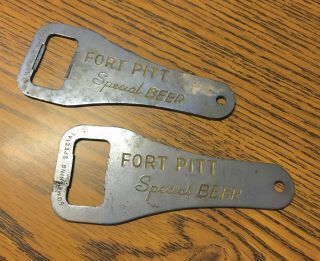 Vintage Fort Pitt Beer / Old Shay Beer Bottle Openers (2) Pittsburgh Pa History