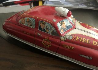 Vintage Marx Tin Friction Fire Chief Car