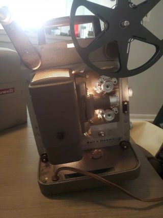 VINTAGE BELL & HOWELL 8MM MOVIE PROJECTOR MODEL 253 AX Great Bulb 3