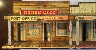 Marx Dodge City Western Town Silver Dollar Music Hall Hotel Tin Litho 1950 ' s 2