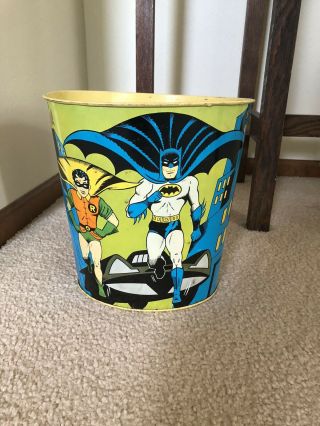 Vintage Chein Metal Batman Robin Trash Can Usa