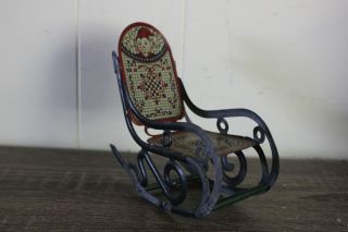 Antique German Tin Litho Toy Rocking Chair