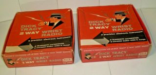 (2) 1961 Dick Tracy 2 Way Wrist Radios In Boxes,  With Instructions And