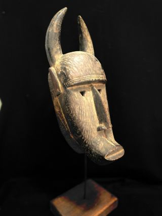 Big African Mask Wood Carved Tribal Hand Wall Moon Mask - Baule - Ivory Coast