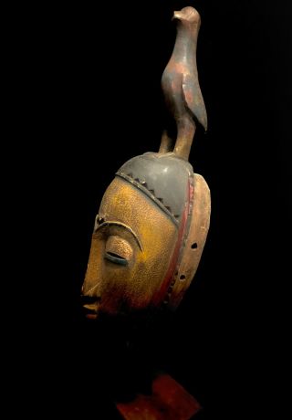 African Mask Wood Carved Tribal Hand Wall Vintage Wooden Art Ghana Decor