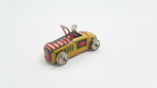 Mini Pushtoy / Penny Toy Car & Driver With American Flag - Prewar? - Japan?