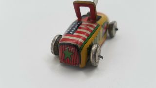 Mini Pushtoy / Penny toy Car & driver with American flag - Prewar? - Japan? 2