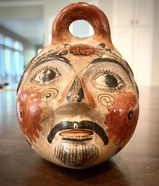 Vintage Mexican Tonala Burnished Pottery Head Bank 4 1/2 " X 3 1/4 " The Best