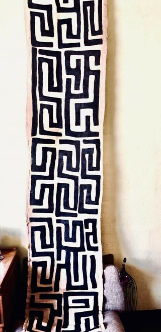 9 Feet (2.  8m) African (congo) Kuba Cloth Fabric,  Natural Woven Handmade.