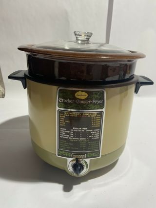 Vintage Sunbeam 9 - 13 Crocker Slow Cooker Deep Fryer 1600w Harvest Gold Usa Made