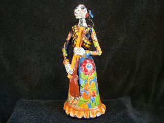 Day Of The Dead Hand Made Talavera,  Mexican Adelita By Mexican Artist Gerardo