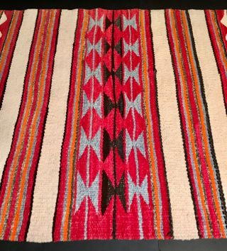 COLORFUL NAVAJO DOUBLE SADDLE BLANKET,  INTRICATE BANDED DESIGNS,  C1940,  NR 2