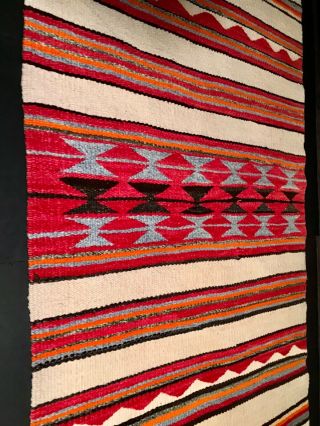 COLORFUL NAVAJO DOUBLE SADDLE BLANKET,  INTRICATE BANDED DESIGNS,  C1940,  NR 3