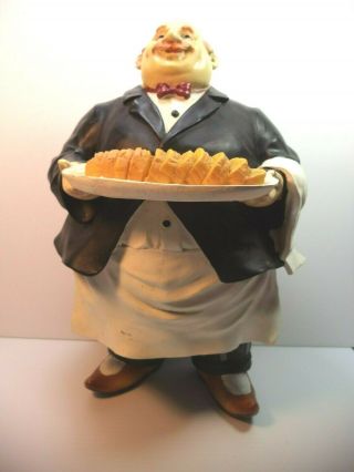 Vtg Italian Fat Man Tray Tip Sculpture Statue Chef Prop Restaurant Display Bread