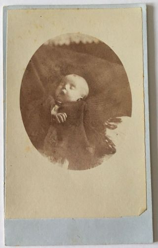 Cdv Post Mortem Photo Of Young Child Wrapped In Black Shawl 2