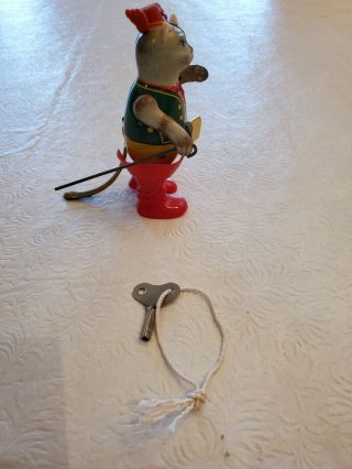 Orig.  Vintage Germany,  Tin Litho Puss In Boots Wind - Up Toy With Key