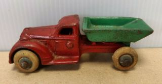 Vintage Arcade Cast Iron Dump Truck Red/green - 1930 