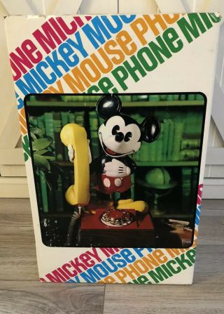 Vintage Disney Mickey Mouse Rotary Dial Phone With Box