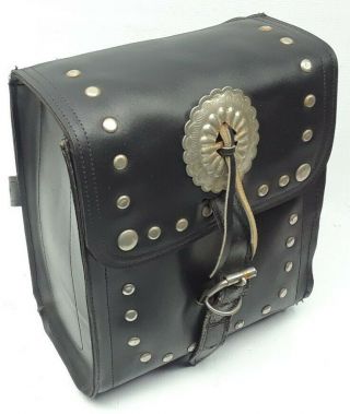 Vintage Leather Sissy Bar Fork Handlebar Tool Bag Pouch Studs & Conchos 4 Harley