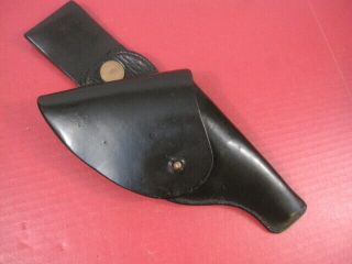 Vintage Black Leather Flap Holster For S&w M&p K - Frame Model 10 Revolver 4 "