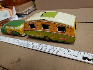Vintage tin toy wind up Mettoy car and camper 3