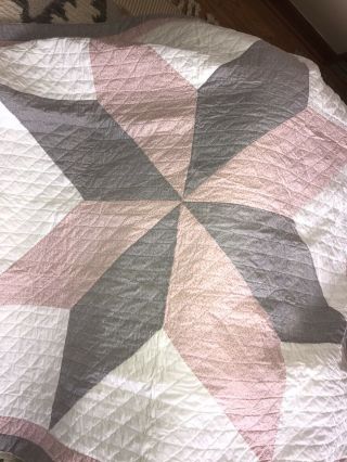 Handmade Shabby Chic Vintage Quilt Bedding Throw Pink Gray