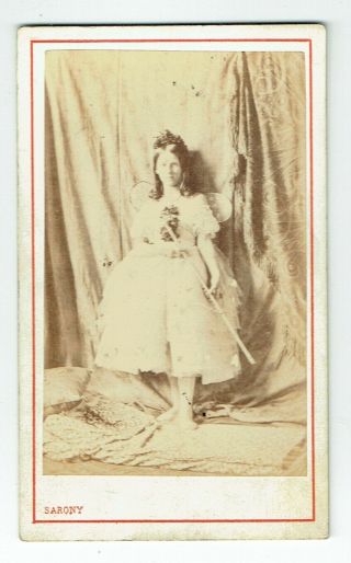 Victorian Cdv Photo Girl Dressed As Fairy Theatre ? Birmingham Photographer