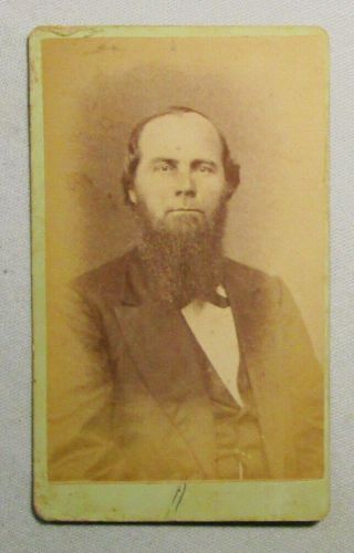 Civil War Vintage Cdv Of A Bearded Man In Coat/ F B Mccrary 13 Gay St,  Knoxville