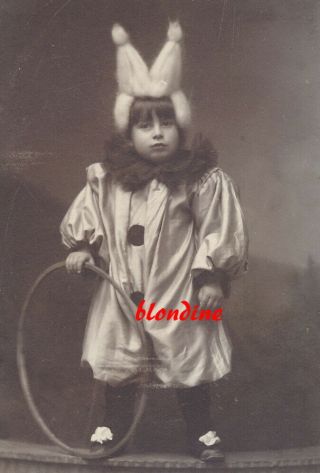 Cdv: Cute Little Child In Fancy Clown Costume; Switzerland,  C.  1915