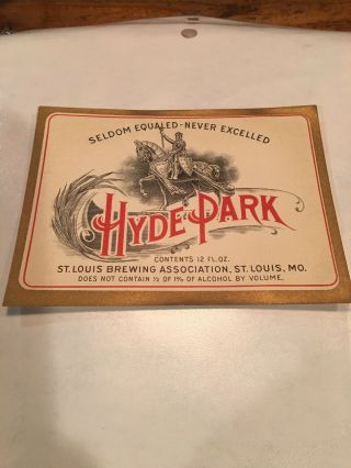 Hyde Park Beer Label / St.  Louis Beer