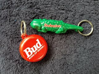 Budweiser Louie The Lizard Key Chain Bottle Opener And Round Red Key Ring