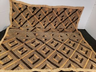 Kuba Cloth Raffia Textile - Congo Drc Tribal Weaving 21x20,  Signed,