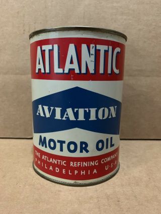 Vintage Atlantic Aviation Motor Oil Can Quart Plane Airplane Sign Gas Garage