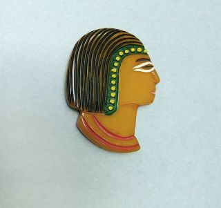 Vintage Bakelite Brooch/pin,  Egyptian Figure,  Head Profile,  Carved,  C.  1930s - 40s