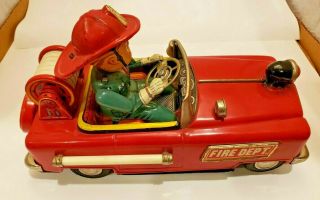 Vintage Tin Nomura Japan Battery Operated Fire Truck Car