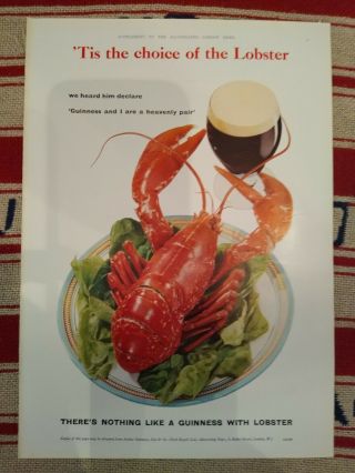 1958 Guinness Choice Of The Lobster Beer Ad Benson Hedges Ad Reverse