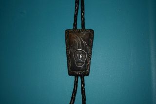 Vintage Signed Bolo Tie Sterling Silver Navajo Signed Cb Bear Claw