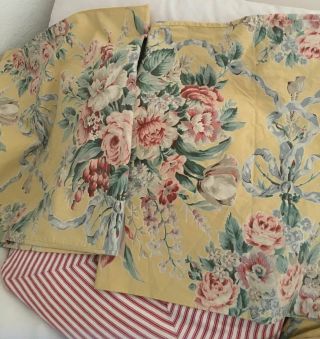 2 Vintage Ralph Lauren Evelyn Ruffled Pillow Shams Yellow Floral 3