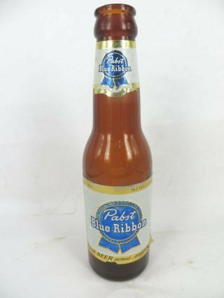 Vintage 7oz Pabst Blue Ribbon Beer Bottle 1950s Stubby Shorty W Neck Label La Ca