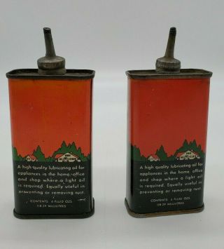 2 Vintage Texaco Oil Can Lead Handy Oiler 4 Oz rare tins Old Mobil Veedol Tydol 2