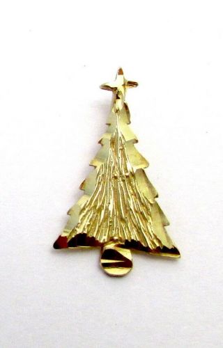 Vintage 14k Yellow Gold Christmas Tree Charm Pendant W Silver Chain