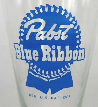 1950s Early Logo Pabst Blue Ribbon Beer Bar Glass Stem Pilsner 8.  5 " Reg Pat Off